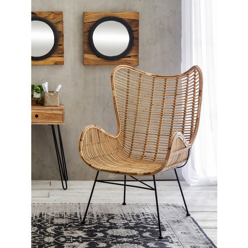 SIT Sessel RATTAN in Beige mit Metallgestell, B/H/T: 75 x 113 x 84 cm - Bild 2