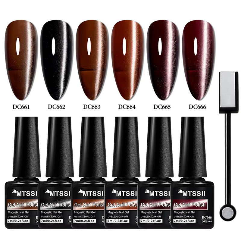 MTSSII Nagellack Gel, 6 Stück, schimmernd, mit Magnetstab - Bild 2