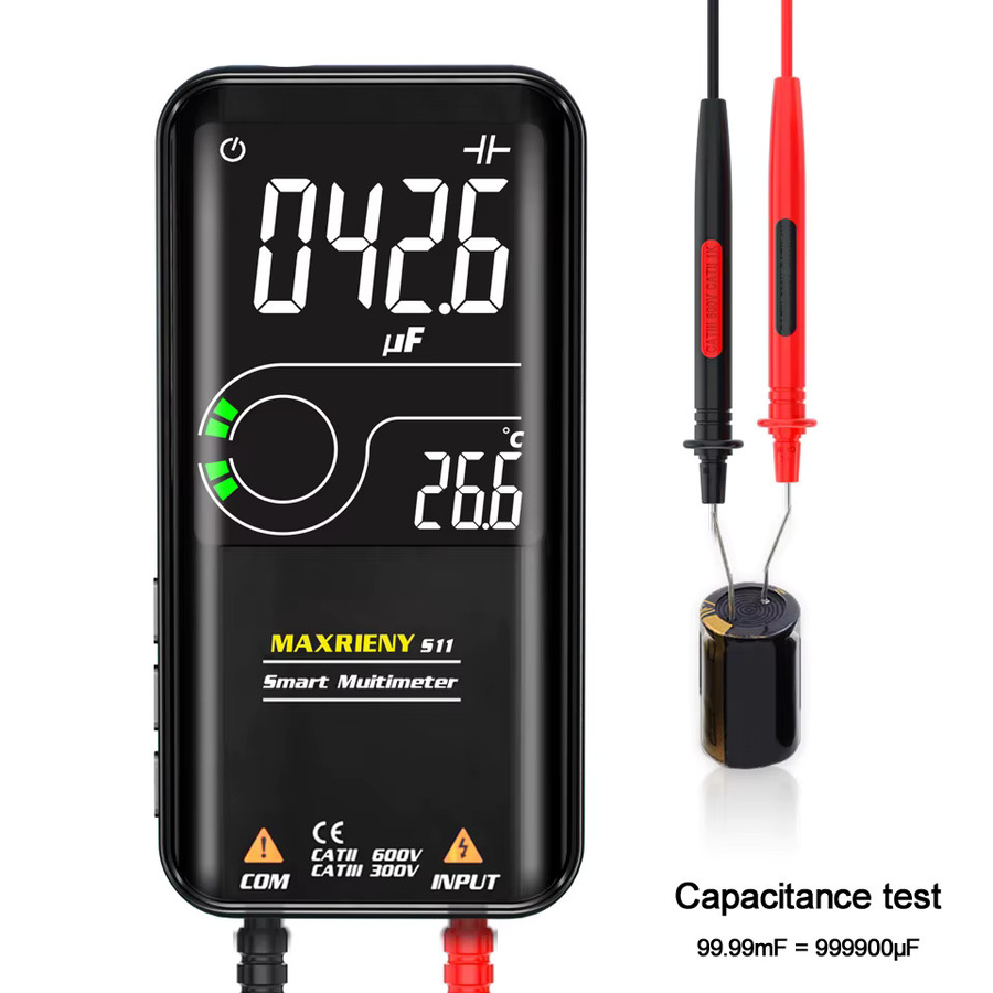 MAXRIENY Smart Digital Multimeter USB wiederaufladbar True RMS EBTN DC AC Spannung Kapazität Ohm Diode NCV Hz Live Wire Tester in Schwarz - Bild 2