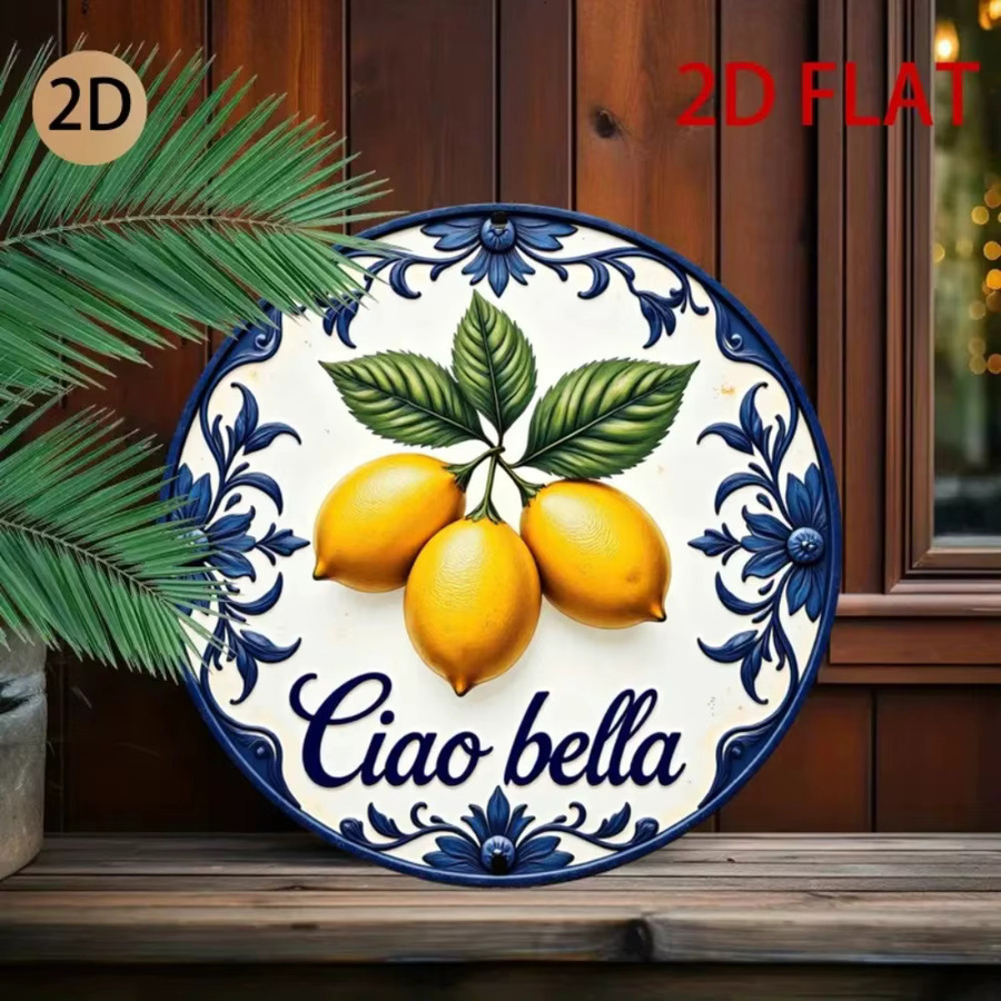 CIFBUY Italienische Keramik-Wandkunst Ciao Bella mit Zitronen- und Blumenmuster, runde Wanddekoration in Multicolour, Durchmesser: 20 cm - Bild 6