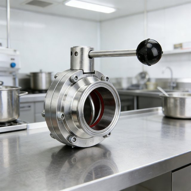 AICANTEK Sanitär-Absperrklappe Tri-Clamp aus Edelstahl 304 in Silber, gerade Ausführung für Heimbrauerei, Bier und Molkerei - Bild 1