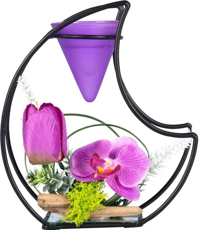 Teelichthalter Violet Spring von viva domo in Lila und Schwarz aus Metall mit floralem Design - Bild 1