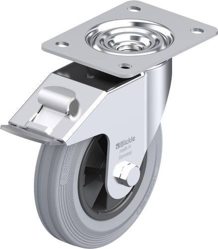 Blickle Lenkrolle LE-VPP 160G-FI-SG mit Feststeller, Rad-Durchmesser: 16 cm, Tragfähigkeit: 135 kg, grau/schwarz - Bild 1