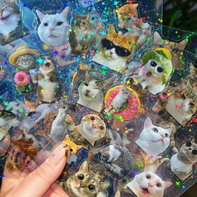 Bandai Katzen-MEME-Aufkleber, 8-teiliges Set, Tiere, Bunt / Mehrfarbig - Bild 1