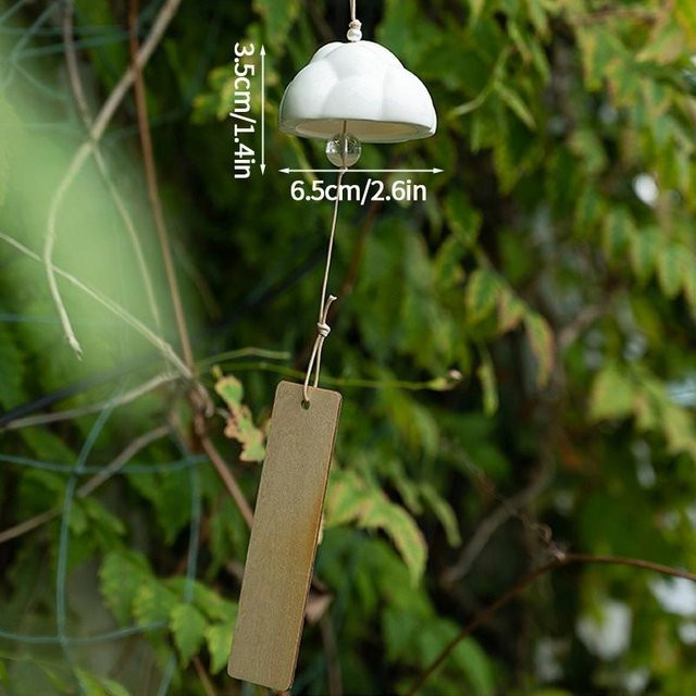 Japanisches Windspiel aus Keramik und Emaille für den Außenbereich als dekorative Windglocke für Garten und Zuhause - Bild 1