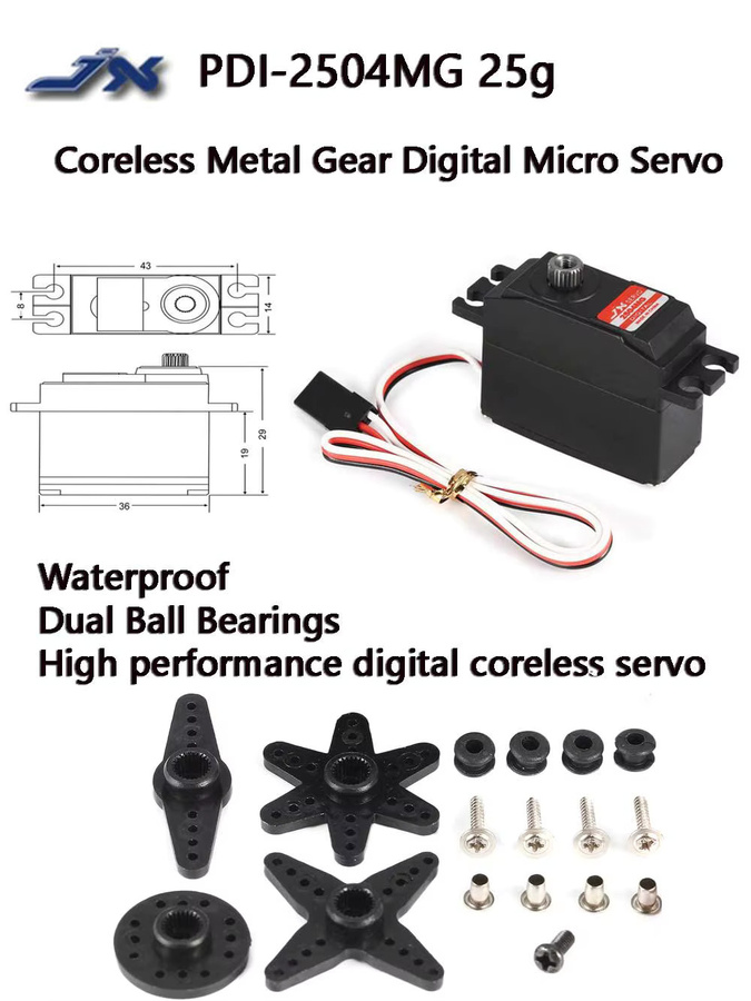 Jx PDI-2504MG Digital Micro Servo, Metall, Schwarz, Zubehör - Bild 3
