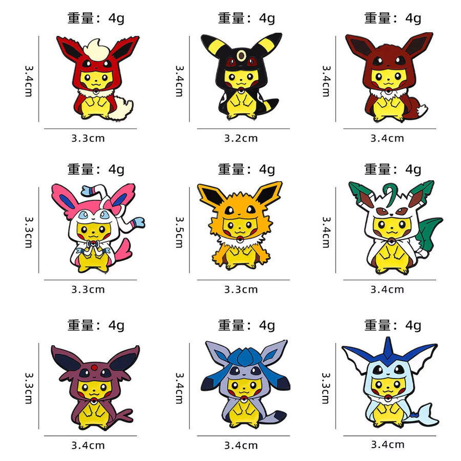 Bandai Pokémon Pikachu & Eevee Mashup Emaille-Pins, 9-teiliges Set - Bild 3