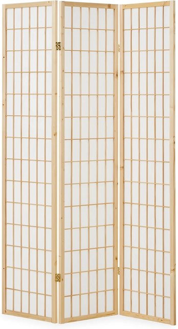 Homestyle4u Shoji Paravent aus Holz und Reispapier, 3-teilig, Braun, B: 132 cm, H: 175 cm - Bild 1