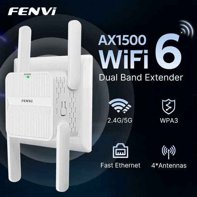 FENVI WiFi 6 Repeater Extender AX1500 Dual Band 2,4 GHz/5 GHz Signalverstärker in Weiß - Bild 1