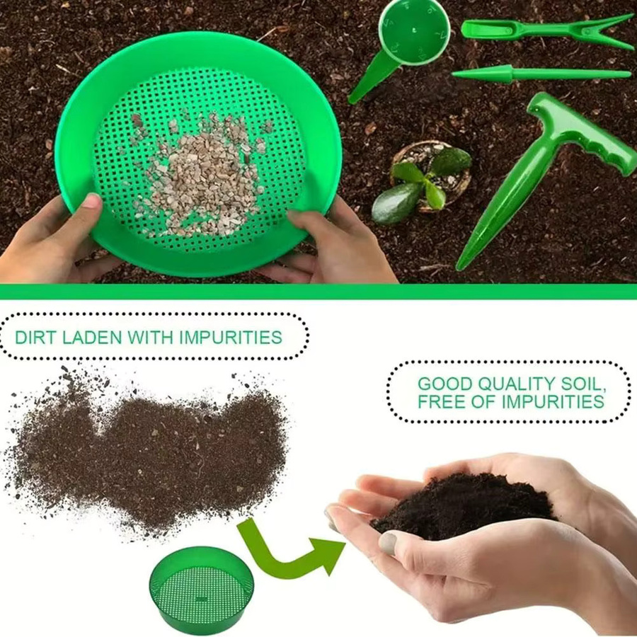 KITPIPI Kunststoff-Gartensieb in Grün, feinmaschiges Bodensieb und Sandsieb für Pflanzerde und Steinsiebung - Bild 3
