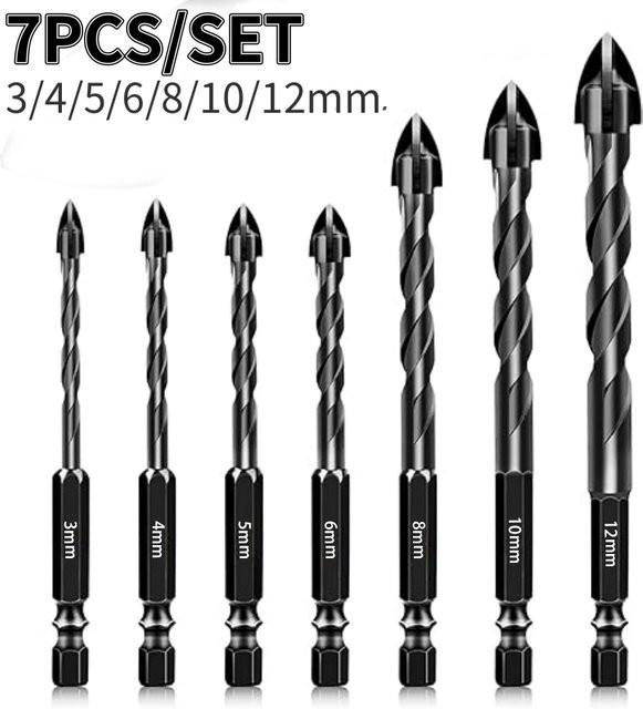 Betonbohrer-Set mit 3–12 mm Ziegel- und Steinbohrern für Glas, Keramik und Hartlegierung - Bild 1