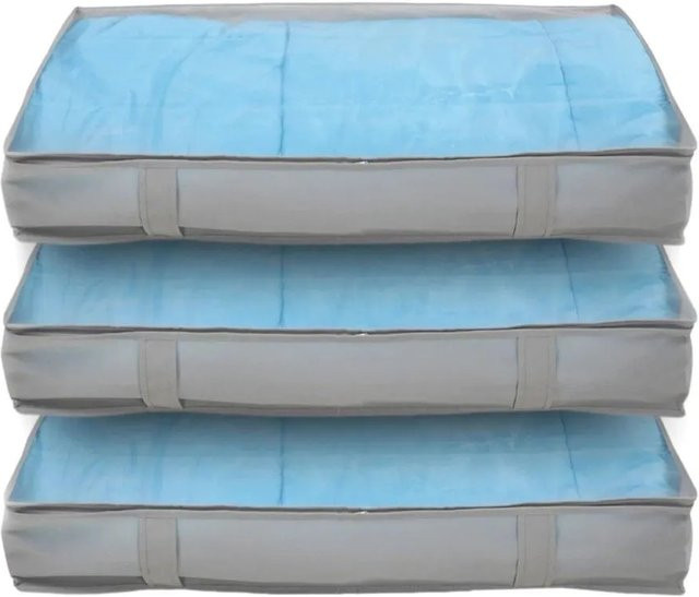 Svita Aufbewahrungstaschen Organizer 3er Set grau, faltbare Unterbettkommode mit Griffen, B/T/H: 70 x 45 x 15 cm - Bild 1