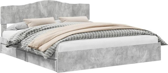 vidaXL Stauraumbett mit Schubladen in Betongrau aus Holzwerkstoff, B/T/H: 200 x 200 x 90 cm - Bild 1