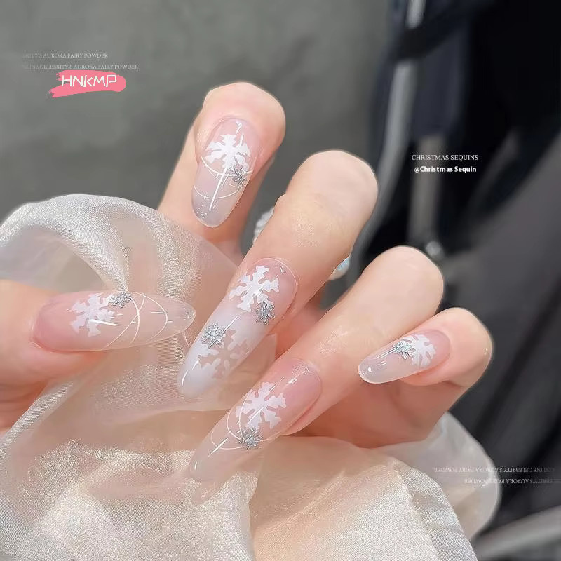 Nageldekoration Schneeflocken Pailletten, Silber, Glänzend, Unisex - Bild 2