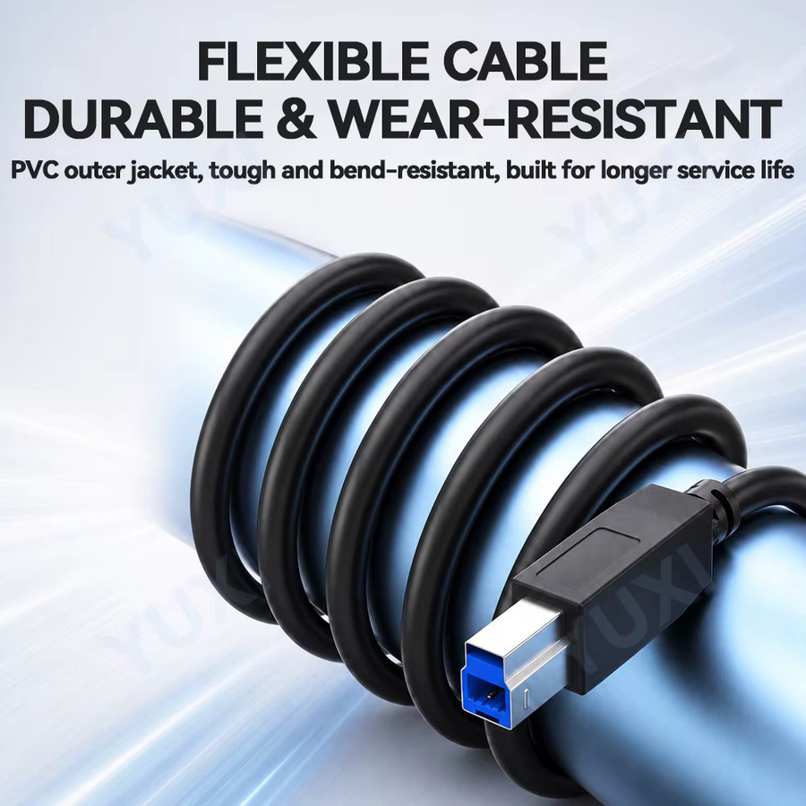 YUXI USB 3.0 Druckerkabel A-auf-B-Stecker in Schwarz für HDD-Gehäuse und Labordrucker - Bild 3
