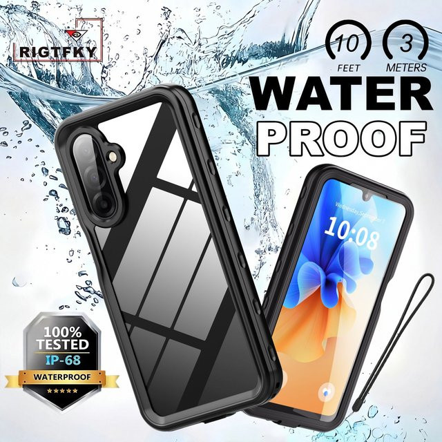 Wasserdichte Schnorchel-Handyhülle für Samsung A17 A57 A56 A36 A37 A26 A16 A35 A25 A55 A15 A54 A14 in Schwarz, IP68 stoßfeste und staubdichte Abdeckung - Bild 1