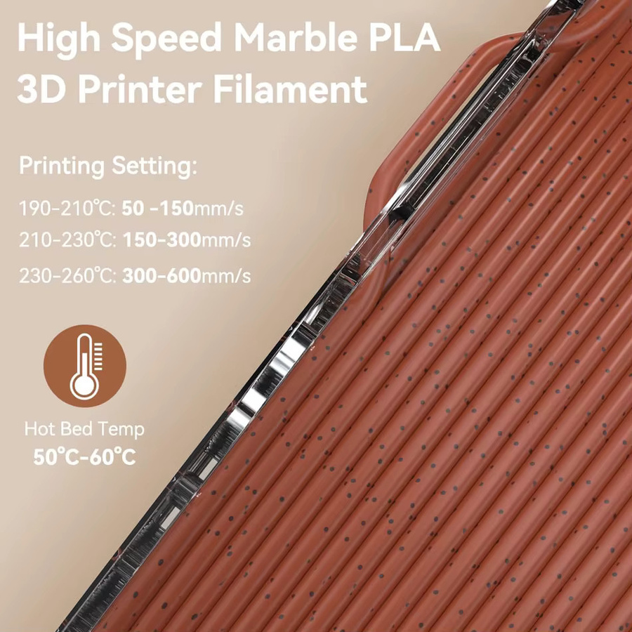 JAYO 6 Rollen Hochgeschwindigkeits-PLA-Marmor-3D-Druckerfilament 1,75 mm Multicolor für FDM-3D-Drucker mit Marmorstruktur - Bild 4