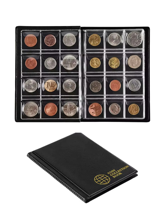 Münzsammelbuch mit 120 Taschen in Schwarz aus Kunststoff für deine Gedenkmünzen und Sammlungen - Bild 7