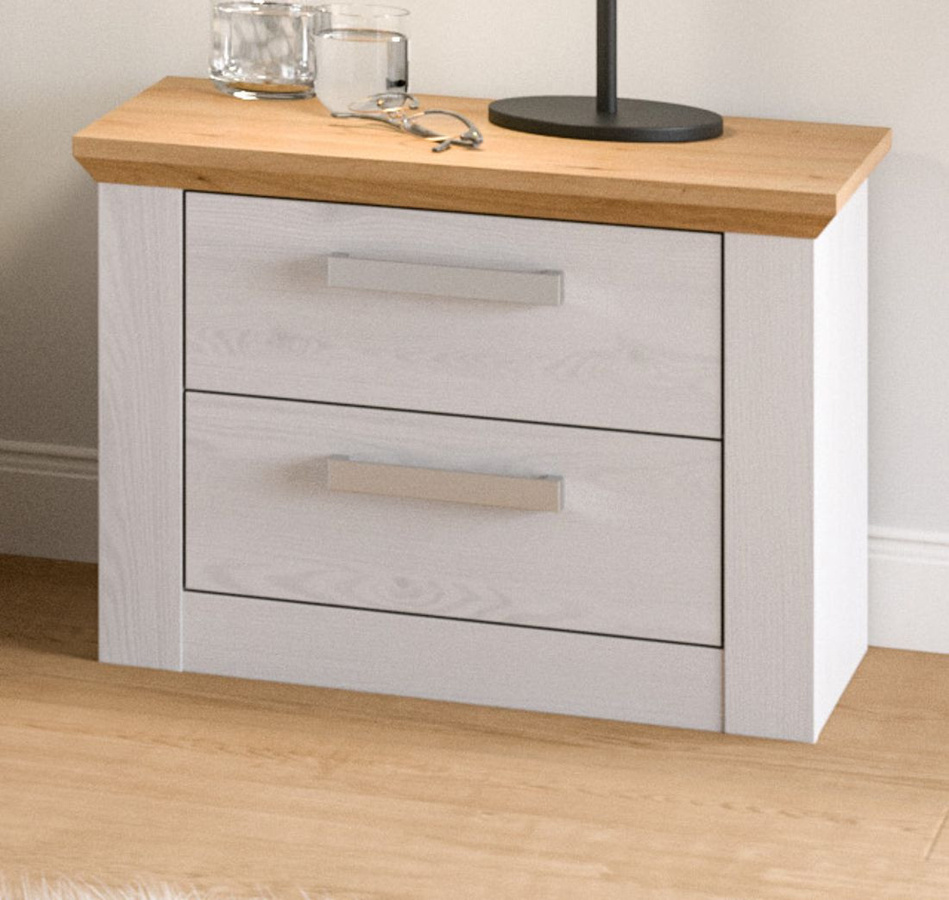 Nachttisch Set Mirano Landhaus Stil in Weiß Lärche B/T/H: 56 x 43 cm - Bild 2