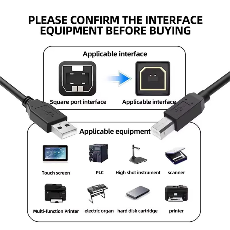 OUIO USB 2.0 Druckerkabel Typ A auf Typ B in Schwarz - Bild 2
