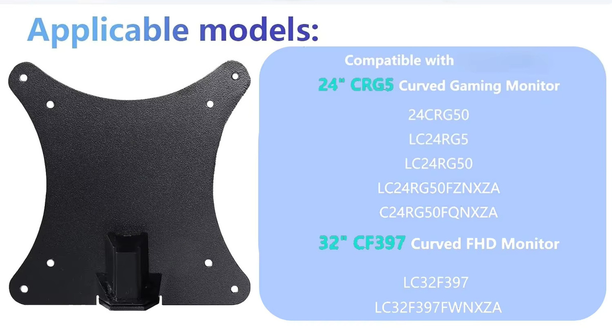Samsung CRG5 VESA-Adapter für gebogene Monitore C24RG50 und LC32F397, Monitorhalterung für VESA 75x75 und 100x100, Schwarz - Bild 3