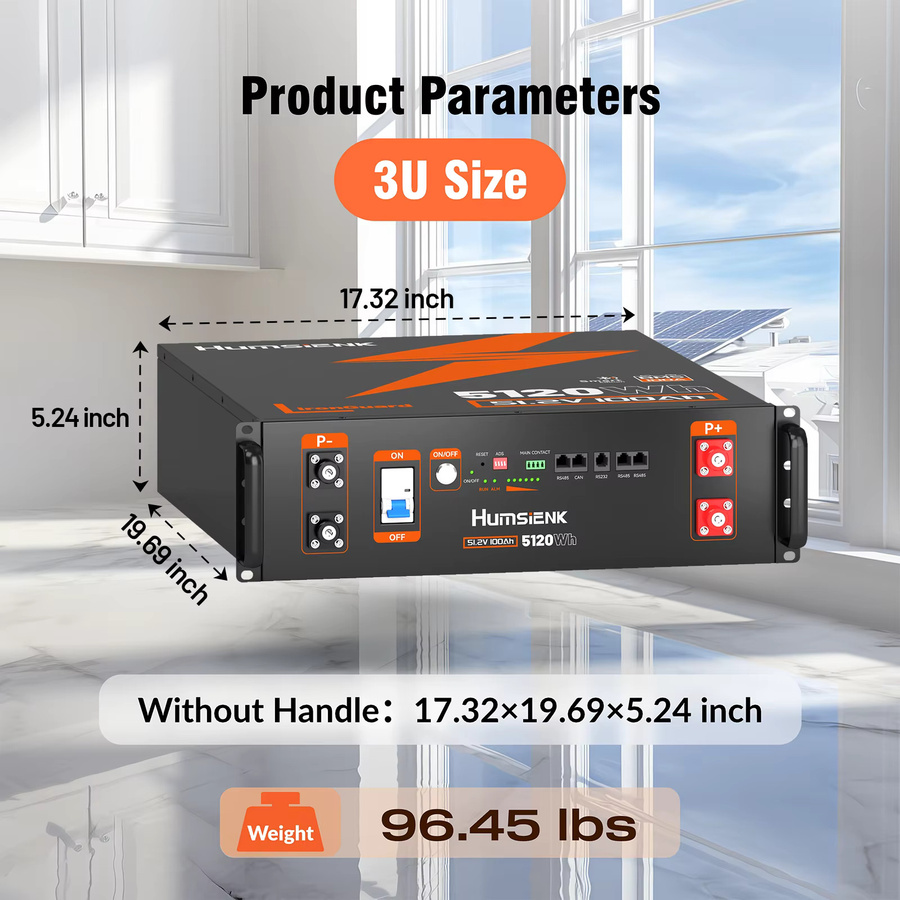 Humsienk 48V 100Ah LiFePO4 Lithium-Batterie mit Bluetooth und aktiver Balancierung in Schwarz für Solaranlagen und Backup-Systeme - Bild 6