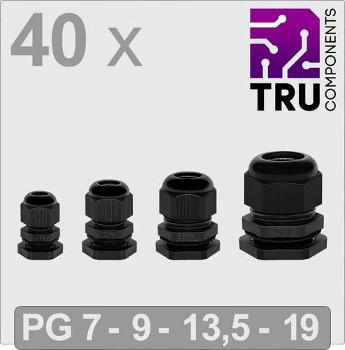 TRU COMPONENTS Kabelverschraubung aus Polyamid in Schwarz, 40 Stück, TC-13448344 - Bild 1