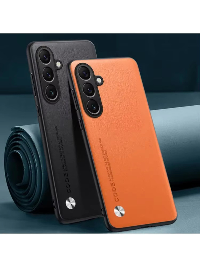 Luxus PU Leder Handyhülle für Samsung Galaxy A55 5G in Orange mit Stoßfestem Silikon-Schutz - Bild 3