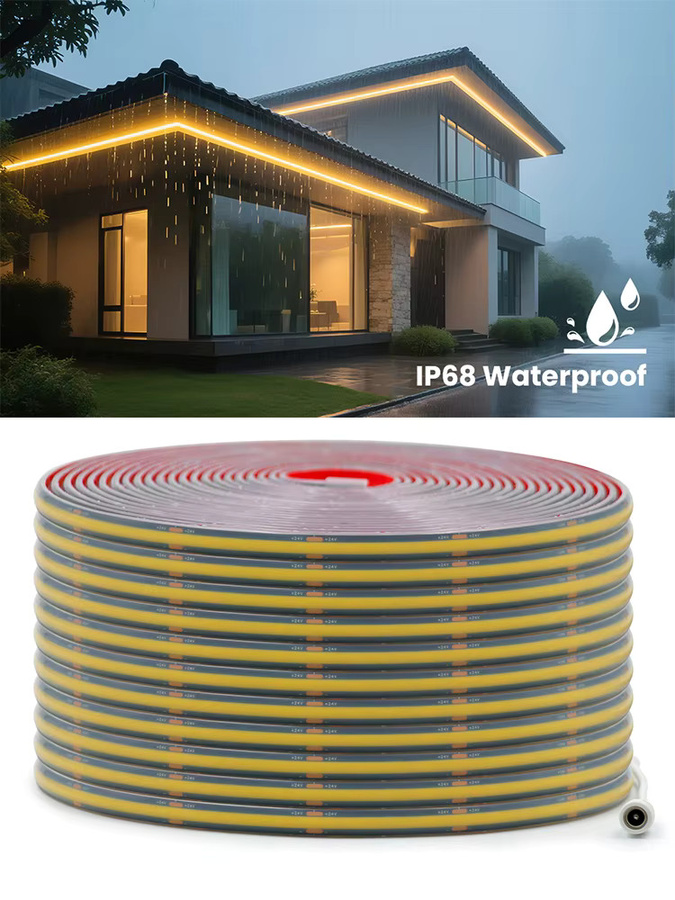 HEGEHE COB LED Streifenlicht IP68 wasserdicht mit schwarzem PCB für Außenbereich und Pool, 24 V, CCT Farbtemperatur anpassbar - Bild 6