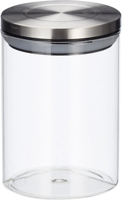 Relaxdays Vorratsglas 3er Set aus Borosilikatglas, transparent mit silbernen Details, luftdicht, 750 ml - Bild 1