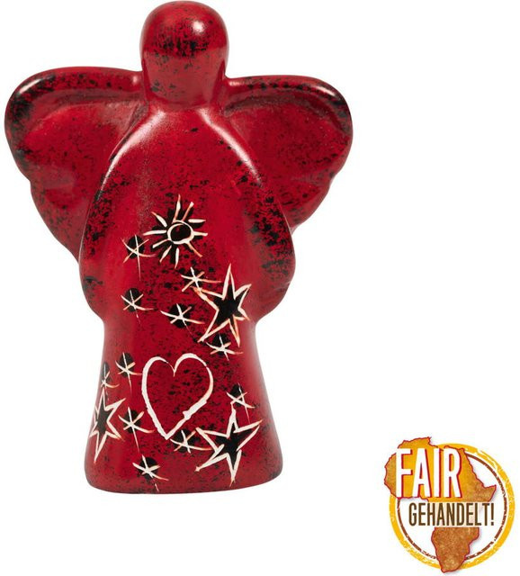 Schutzengel Figur aus Speckstein mit Herz in Rot von Uljö - Bild 1