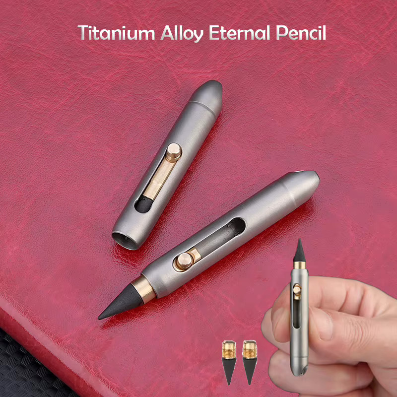 Tragbarer 2-in-1 Edelstahl-Stift als Schlüsselanhänger mit Radierbarem Bleistift in Silber - Bild 4