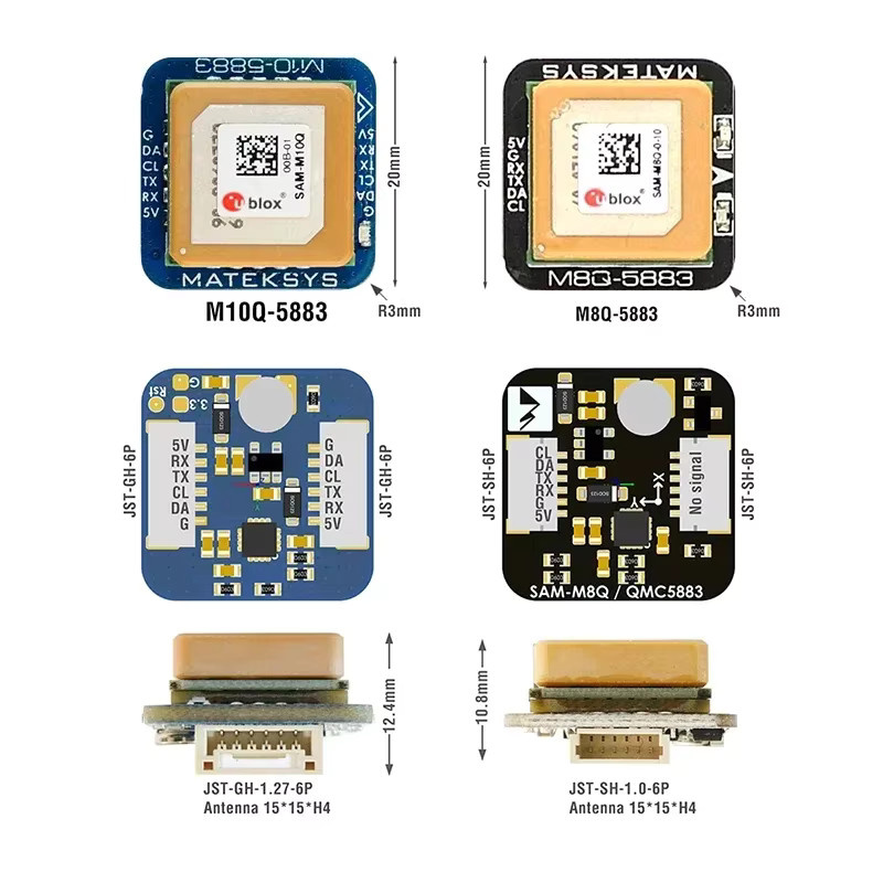 Matek M10Q-5883 GNSS GPS Modul mit magnetischem QMC5883L Kompass für RC Flugzeuge, FPV Drohnen und Long Range DIY Projekte, Blau, 20 x 20 mm - Bild 2