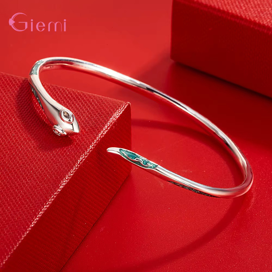 Giemi Armreif 925 Silber, Schlangendesign, Zirkonia, Damen - Bild 3