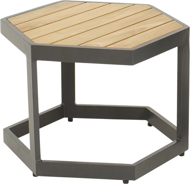 Lesli Beistelltisch Esagono in Anthrazit mit Teakholz B/T/H: 34 x 48 x 41,5 cm - Bild 1