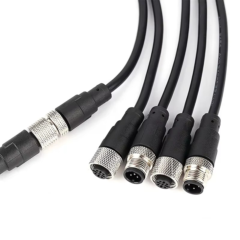 Wasserdichter M12-Sensor-Stecker mit Kabel 2 Meter, männlich und weiblich, Schwarz, PVC, integrierter Spritzguss - Bild 3