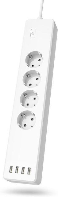 Hama Smarte WLAN-Steckdosenleiste 4-fach in Weiß mit 4x USB-A Anschlüssen und einzeln schaltbaren Steckplätzen - Bild 1