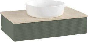 V&B Waschtischunterschrank Antao mit Frontstruktur und Beleuchtung in Grau-Grün, B/T/H: 80 x 50 x 19 cm - Bild 1