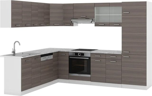 Vicco R-Line Eckküche Einbauküche in Edelgrau und Weiß, B/T/H: 227 x 287 x 207 cm - Bild 2