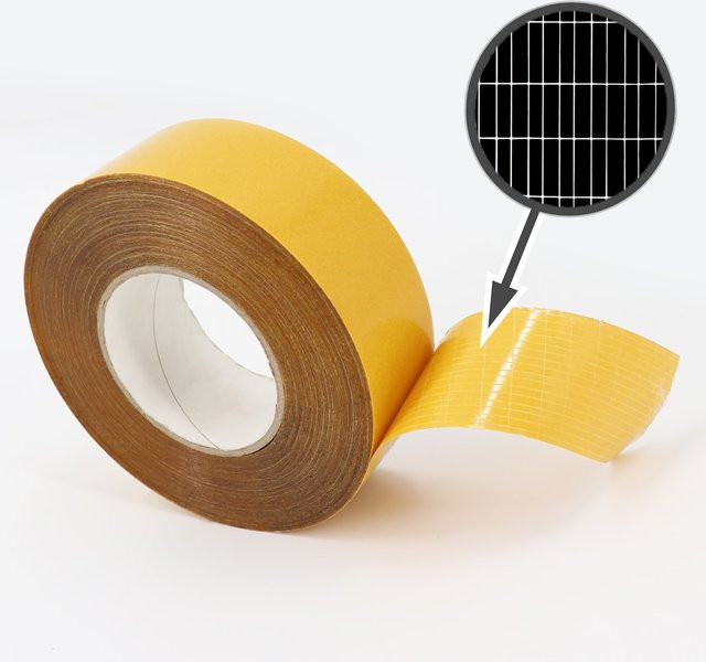 Aquagart Doppelseitiges Gewebeklebeband für Unkrautvlies, Gartenvlies und Unterspannbahn in Transparent und Gelb - Bild 1