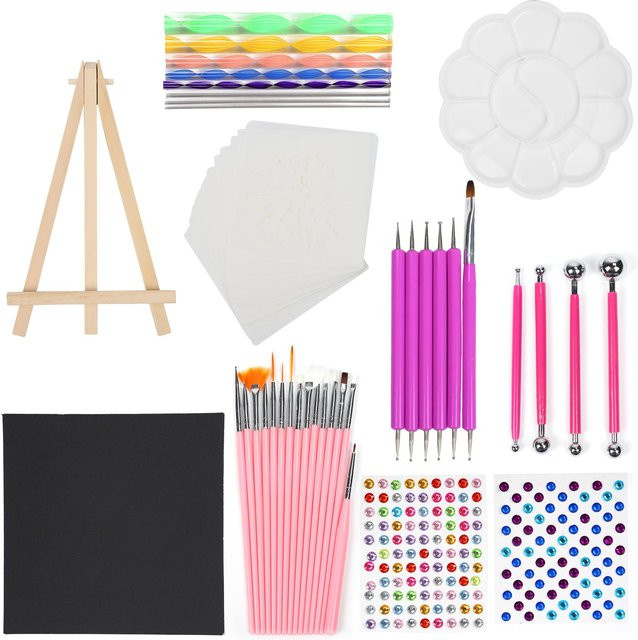 Wosawe Mandala Punktierwerkzeuge Set mit Acrylstab und Kugelstiften in Multicolour für Felsmalerei und Dotting Art - Bild 1