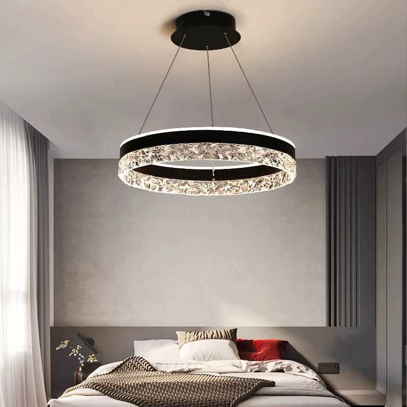 Moderner LED-Kronleuchter ONEBEI in Ring-Form aus Metall, Schwarz/Weiß/Multicolor, Pendelleuchte für Wohnzimmer, Esszimmer, Schlafzimmer und Home Office - Bild 4