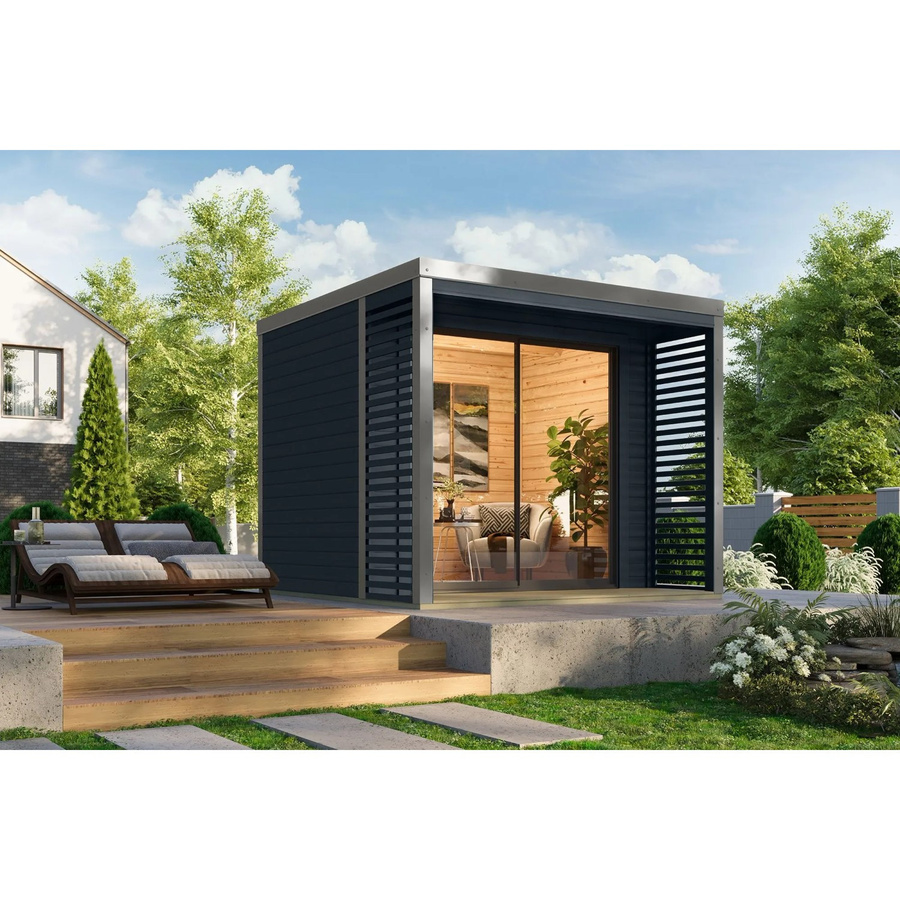 Karibu Gartenhaus Flavio B aus nordischer Fichte in Grau-Alu, B/T/H: 276 x 231,5 x 276 cm - Bild 2