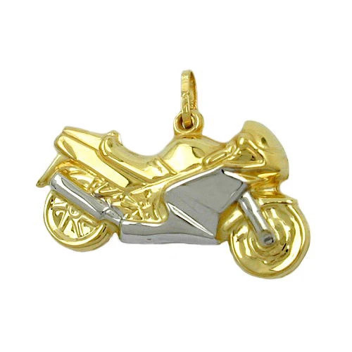 SIGO Anhänger Motorrad, Bicolor, 375 Gold, 28 mm, Unisex - Bild 1