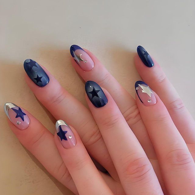 YADORNOS Aufklebenägel, Blau, Glänzend, 24 Stück, Damen - Bild 1
