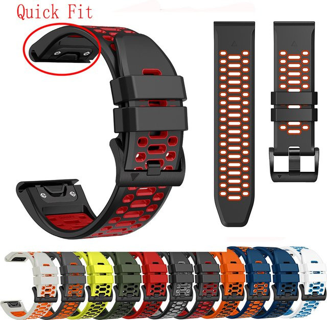 QCTOG Uhrenarmband Silikon, Schwarz, 22/26mm - Bild 1
