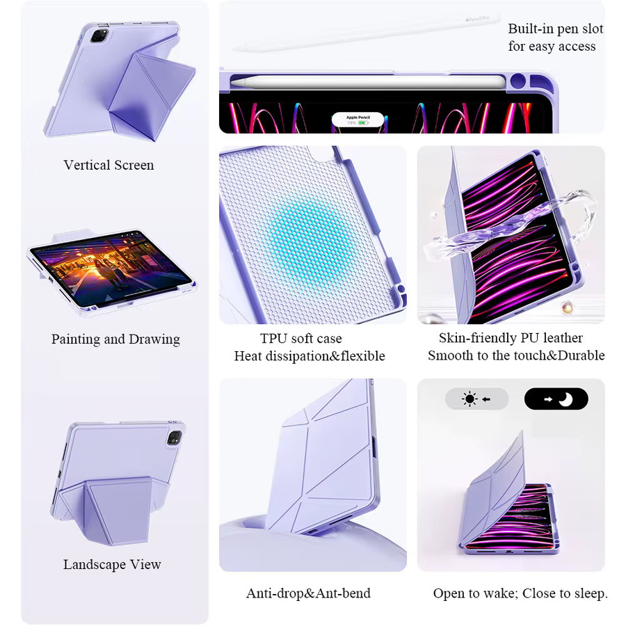 WiWU Transformers Protect Schutzhülle für iPad Air 13 und 11 M3 M2 sowie iPad Pro 13 und 11, stoßfest, Schwarz - Bild 2