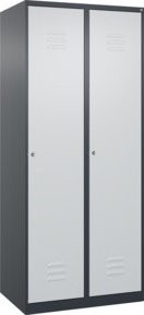 C+P Spind Classic PLUS Spind mit 2 Abteilen in Anthrazitgrau und Lichtgrau, H x B x T: 185 x 80 x 50 cm, mit Zylinderschloss und 4 Garderobenhaken - Bild 1