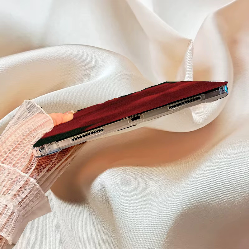 Retro Blumen Tablet Hülle für Apple iPad Pro 10/11 Zoll und iPad Air in Rot mattiert - Bild 2