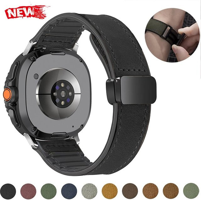 CAOWTAN Uhrenarmband Leder, Schwarz, Unisex - Bild 1